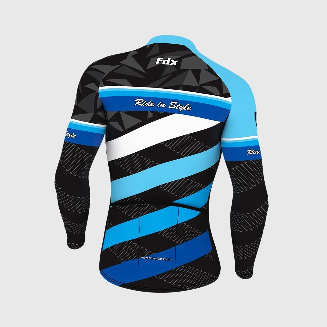 Fdx Equin Men's Blue Thermal Roubaix Long Sleeve Cycling Jersey