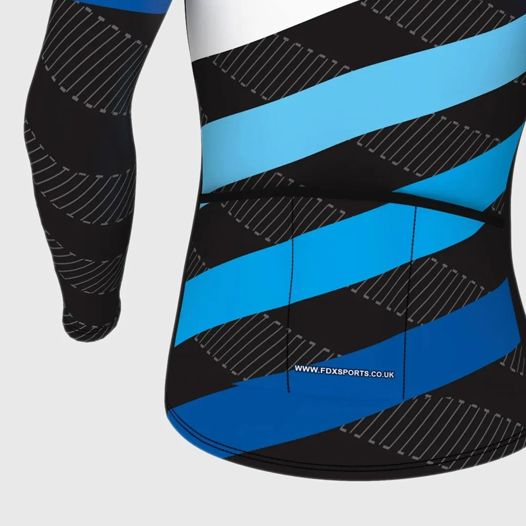Fdx Equin Men's Blue Thermal Roubaix Long Sleeve Cycling Jersey