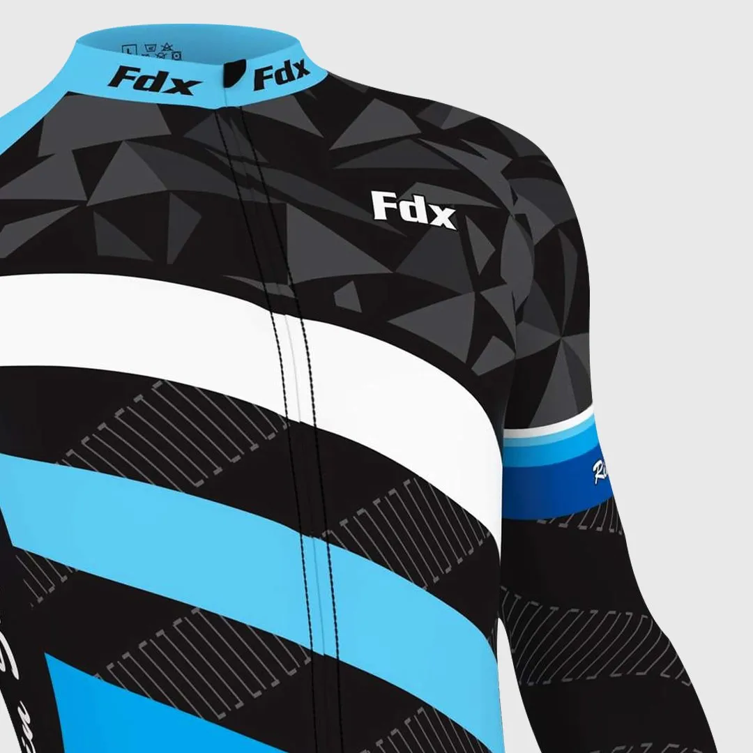 Fdx Equin Men's Blue Thermal Roubaix Long Sleeve Cycling Jersey