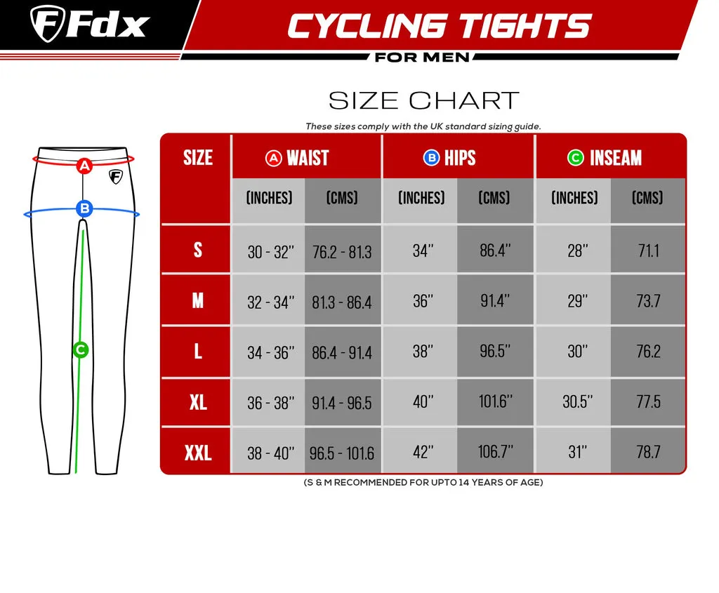 Fdx Viper Men's Red Thermal Padded Cycling Tights
