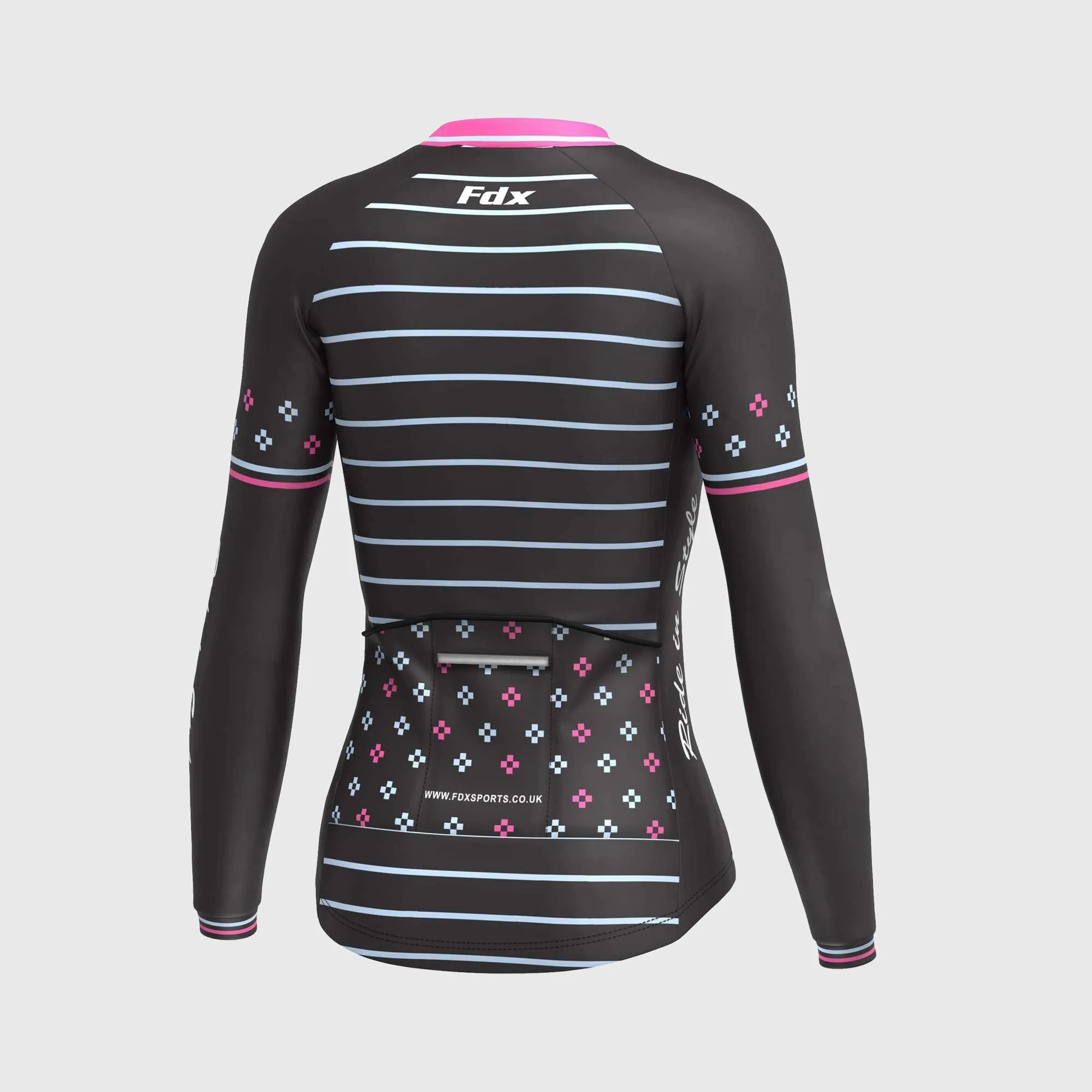 Fdx Women's Set Ripple Thermal Long Sleeve Cycling Jersey & Bib Tights - Pink