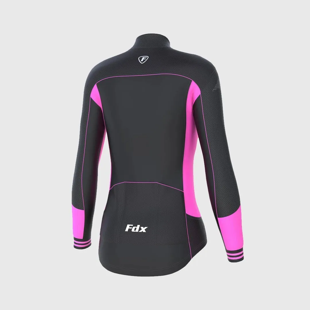 Fdx Women's Set Thermodream Thermal Long Sleeve Cycling Jersey & Bib Tights - Pink