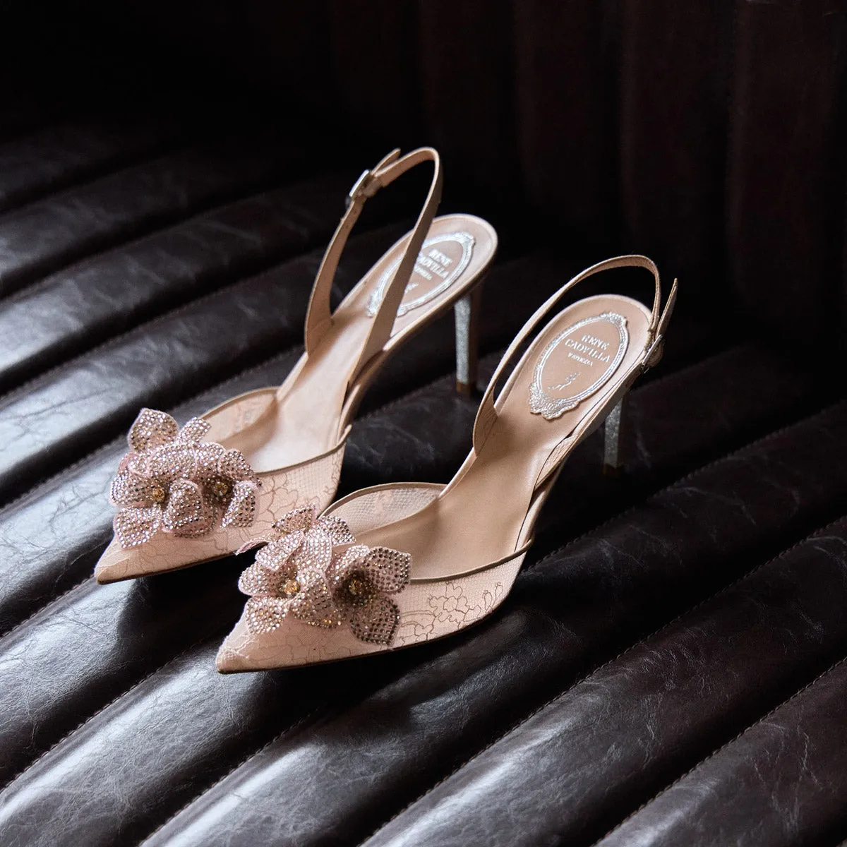 Floriane 80 Lace Strass Pump