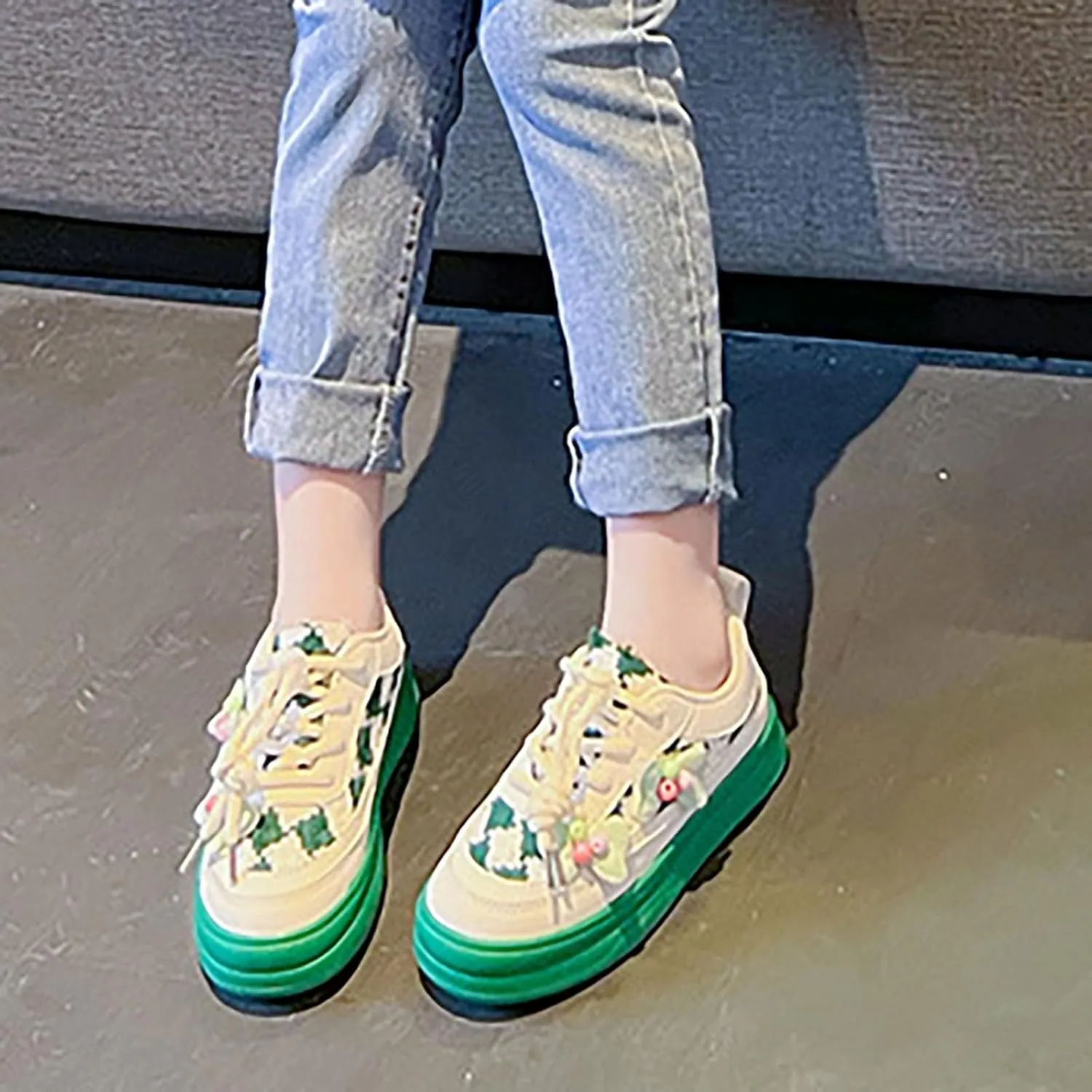Girls Lace Cute Bow Sneakers Ankle Padded Sole Breathable Sport Shoes Kids School Non Slip First Walking Shoes