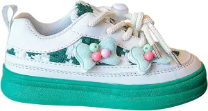 Girls Lace Cute Bow Sneakers Ankle Padded Sole Breathable Sport Shoes Kids School Non Slip First Walking Shoes