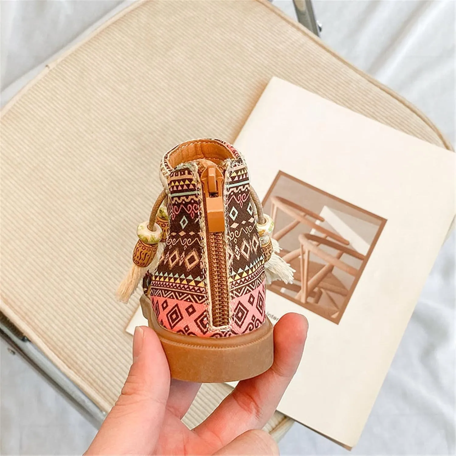 Girls Open Toe Sandals Stilettos Fashion Tassel Ankle Strap Pumps Back Zip Summer Party Dress Toddler Shoes for