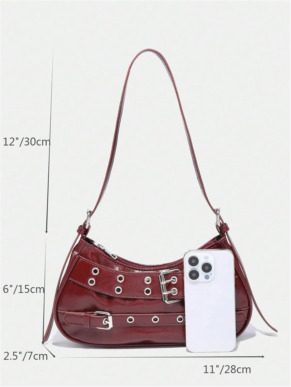 GORGLITTER Women's Buckle Shoulder Bag Y2k Leather Handbags Purse Purse PU Leather Clutch Handbag