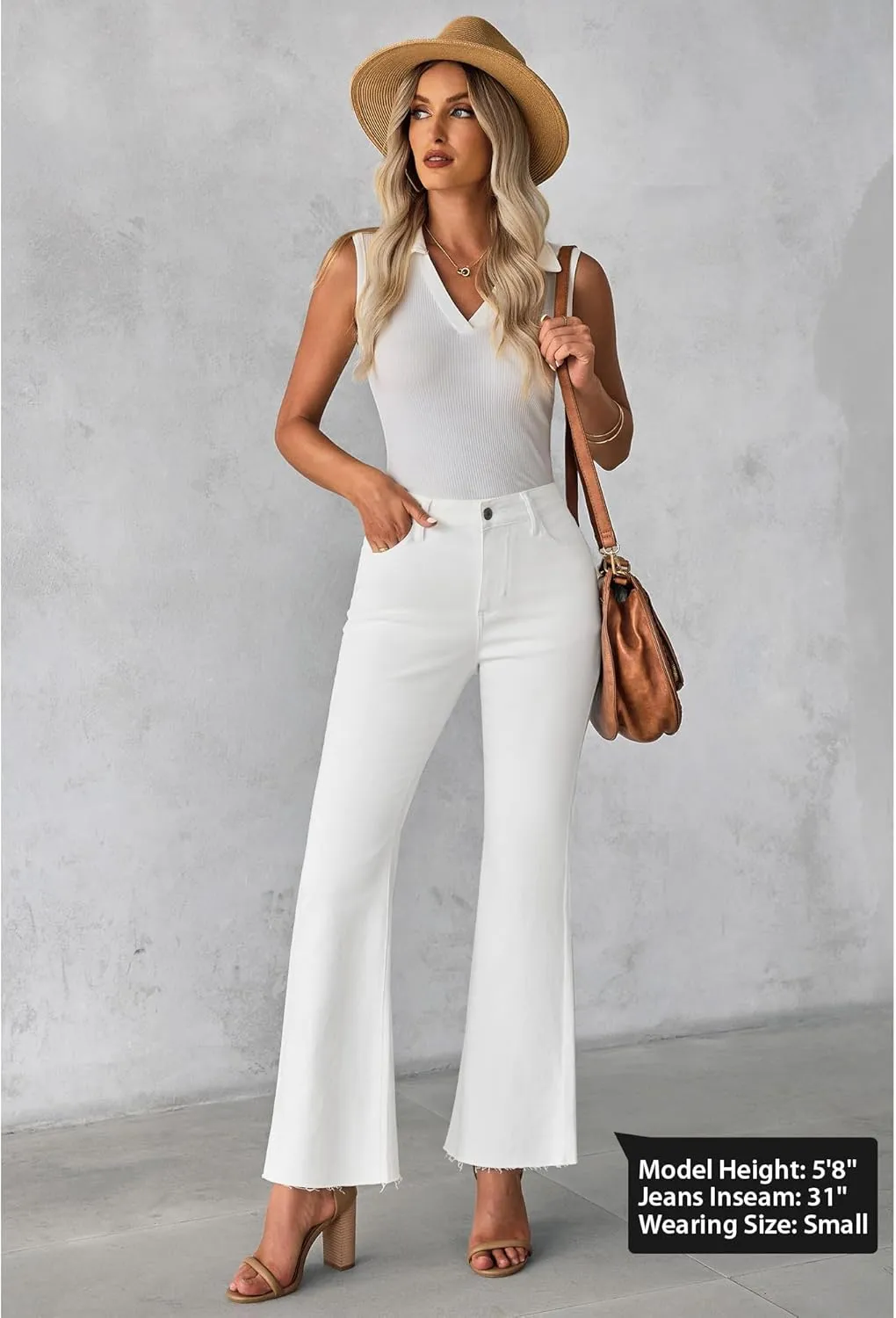 GRAPENT Wide Leg Jeans for Women Trendy High Waisted Flare Stretchy Bell Bottom Denim Pants Baggy Raw Hem Trouser Jeans