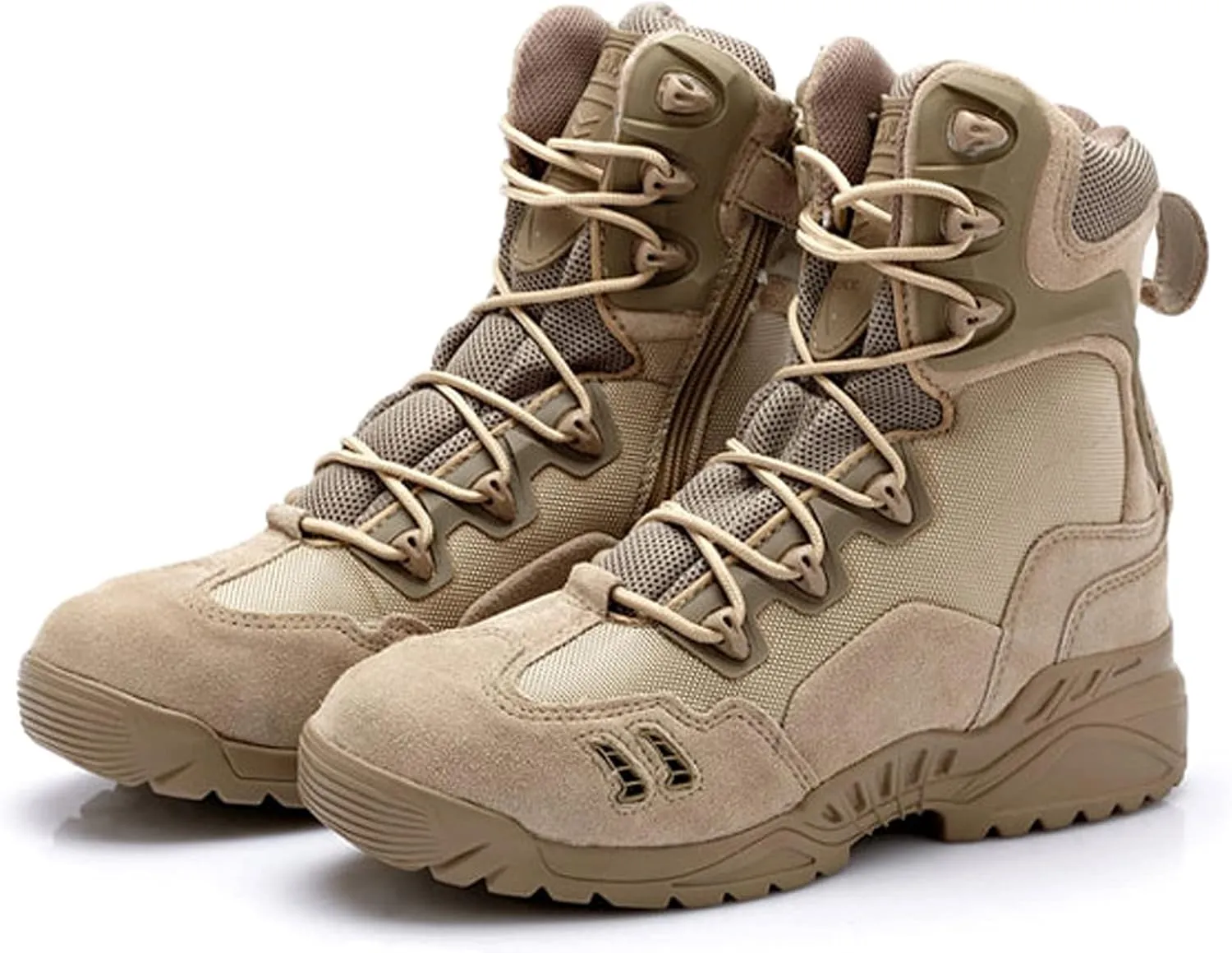 hongrenamz Mens Waterproof Hiking Boots Lightweight Camping Boots Military Tactical Walking Boots Travel Boots Khaki-EU44/US10