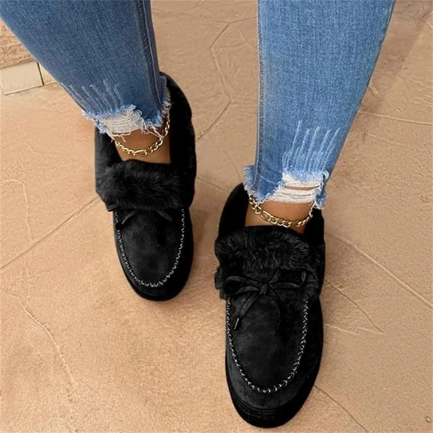 Ladmiple Snow Boots For Women Wide Width Winter Boots Lace Up Fur Lined Lightweight Cold Weather Warm Ankle Booties