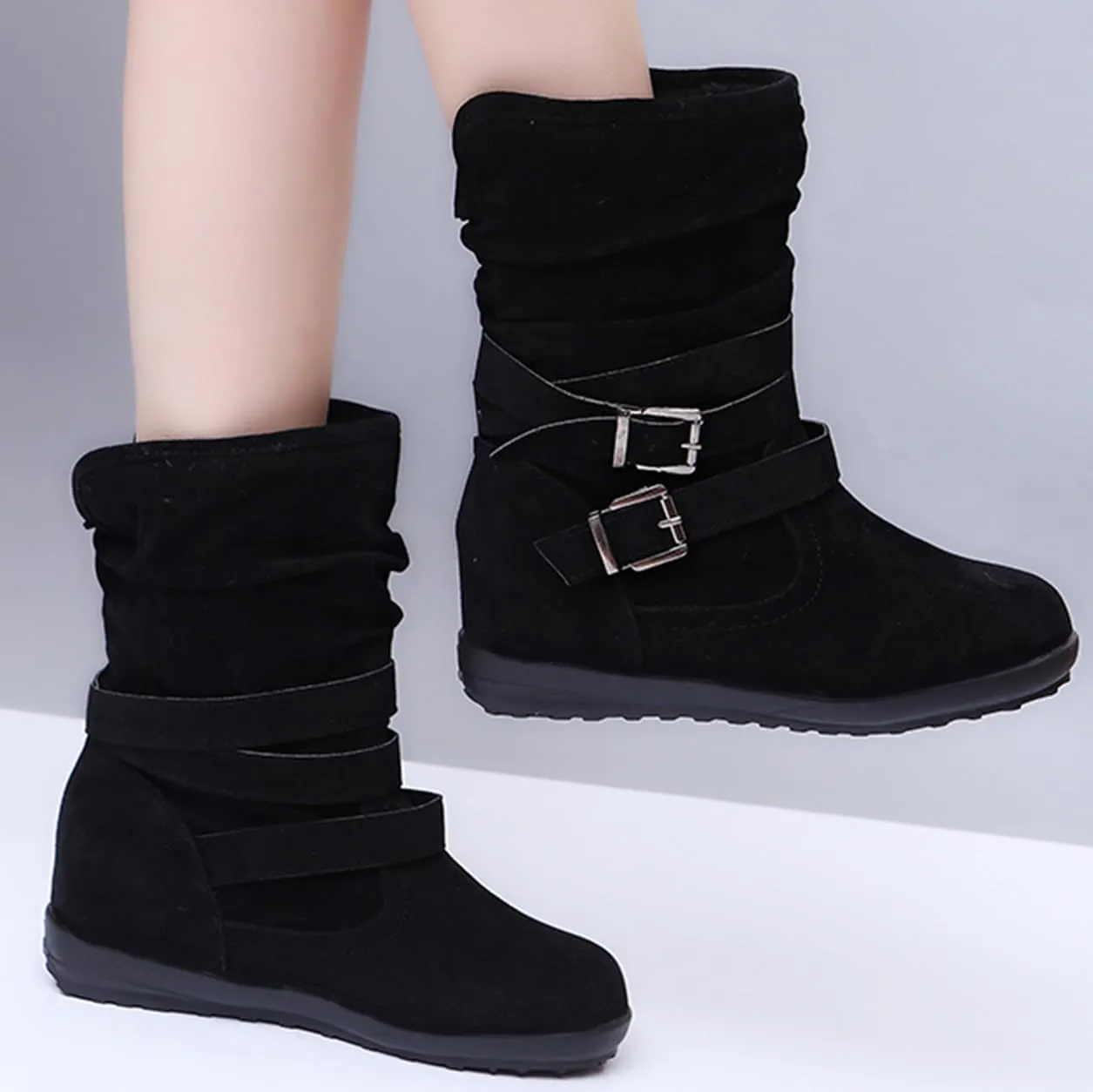 Ladmiple Winter Boots For Women Cute Snow Boots Fashion Casual Warm Outdoor Classic Faux Fur Lined Slip On Ankle Boots