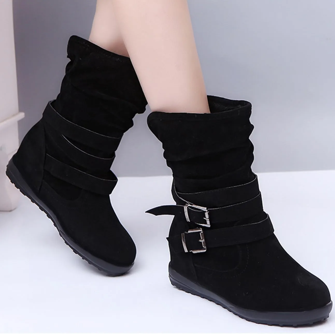 Ladmiple Winter Boots For Women Cute Snow Boots Fashion Casual Warm Outdoor Classic Faux Fur Lined Slip On Ankle Boots