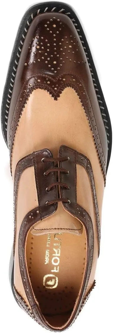 LIBERTYZENO Mens Genuine Leather Adults Wingtip Lace Up Oxford Dress Shoes for Prom Graduation