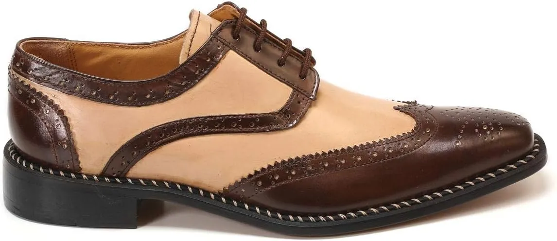 LIBERTYZENO Mens Genuine Leather Adults Wingtip Lace Up Oxford Dress Shoes for Prom Graduation
