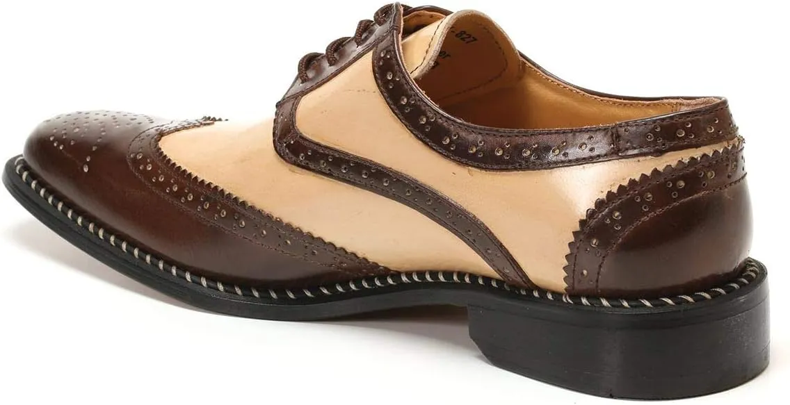 LIBERTYZENO Mens Genuine Leather Adults Wingtip Lace Up Oxford Dress Shoes for Prom Graduation