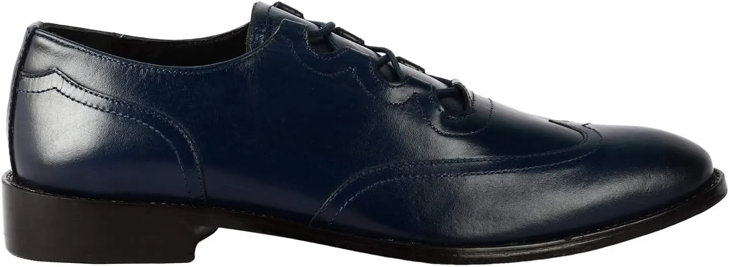LIBERTYZENO Mens Genuine Leather Adults Wingtip Lace Up Oxford Dress Shoes for Prom Graduation