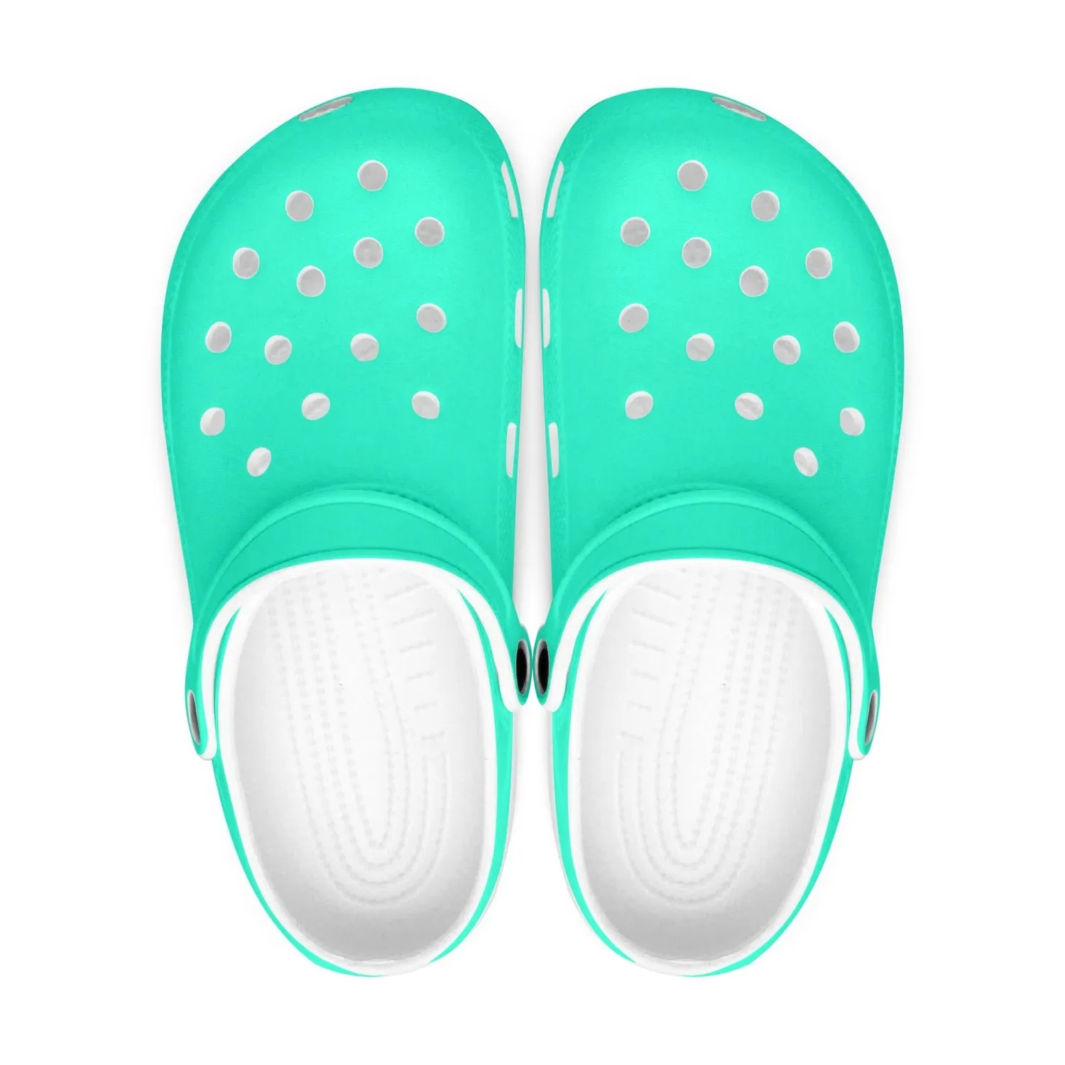 Light Teal Blue Unisex Clogs, Best Solid Blue Color Unisex Classic Lightweight Best Sandals For Men or Women