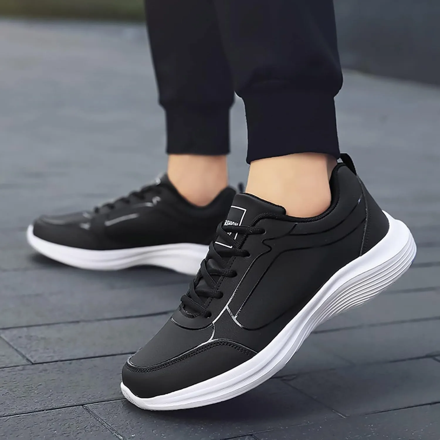 Men's Lightweight Cushion Sneakers Comfortable Lightweight Casual Walking Shoe Convenient Elderly Slip On Shoes