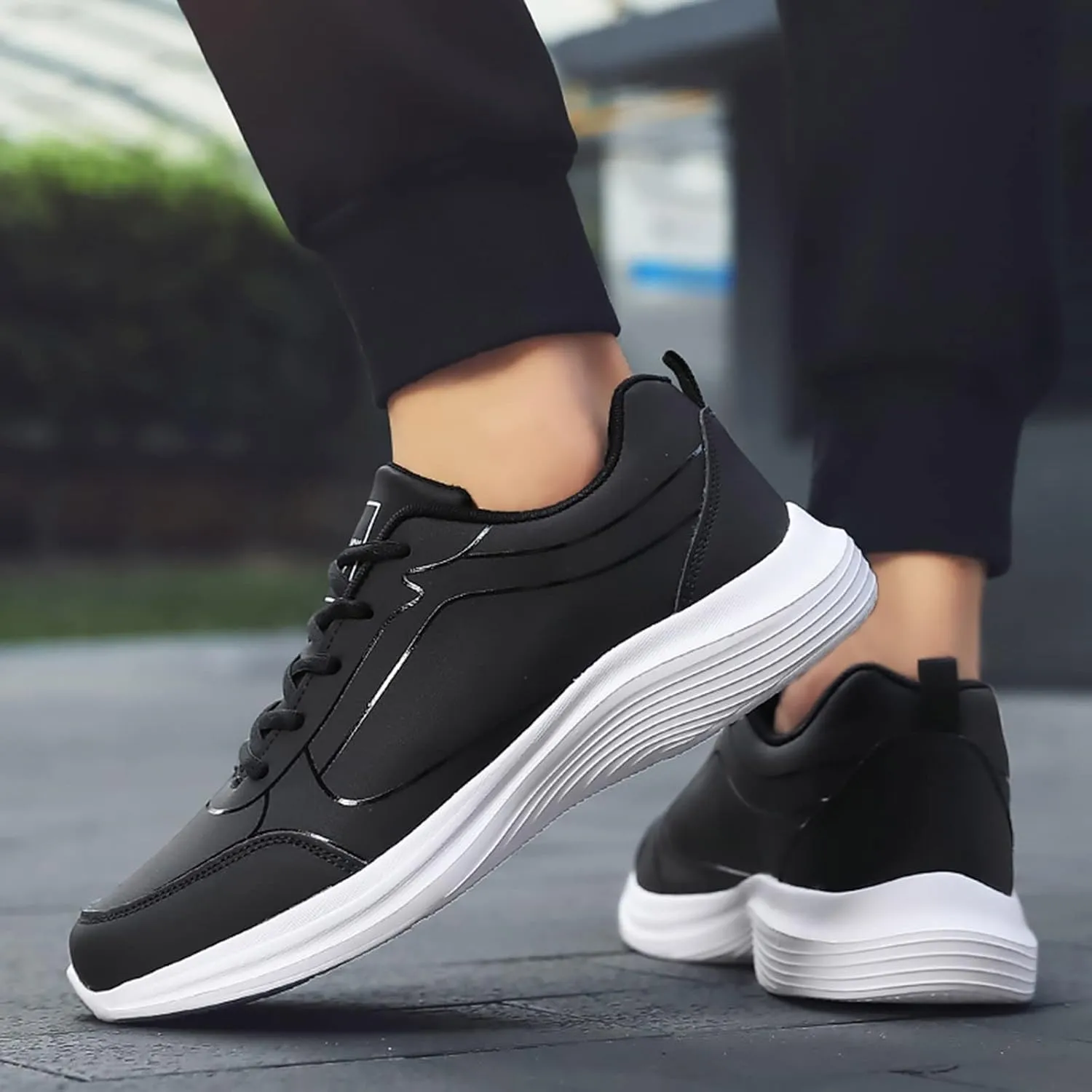 Men's Lightweight Cushion Sneakers Comfortable Lightweight Casual Walking Shoe Convenient Elderly Slip On Shoes