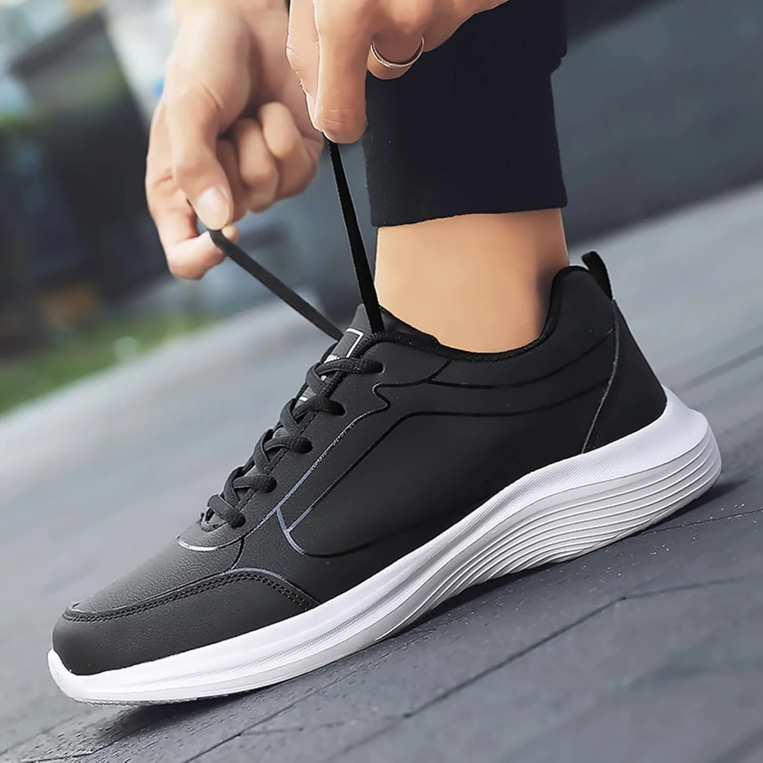 Men's Lightweight Cushion Sneakers Comfortable Lightweight Casual Walking Shoe Convenient Elderly Slip On Shoes