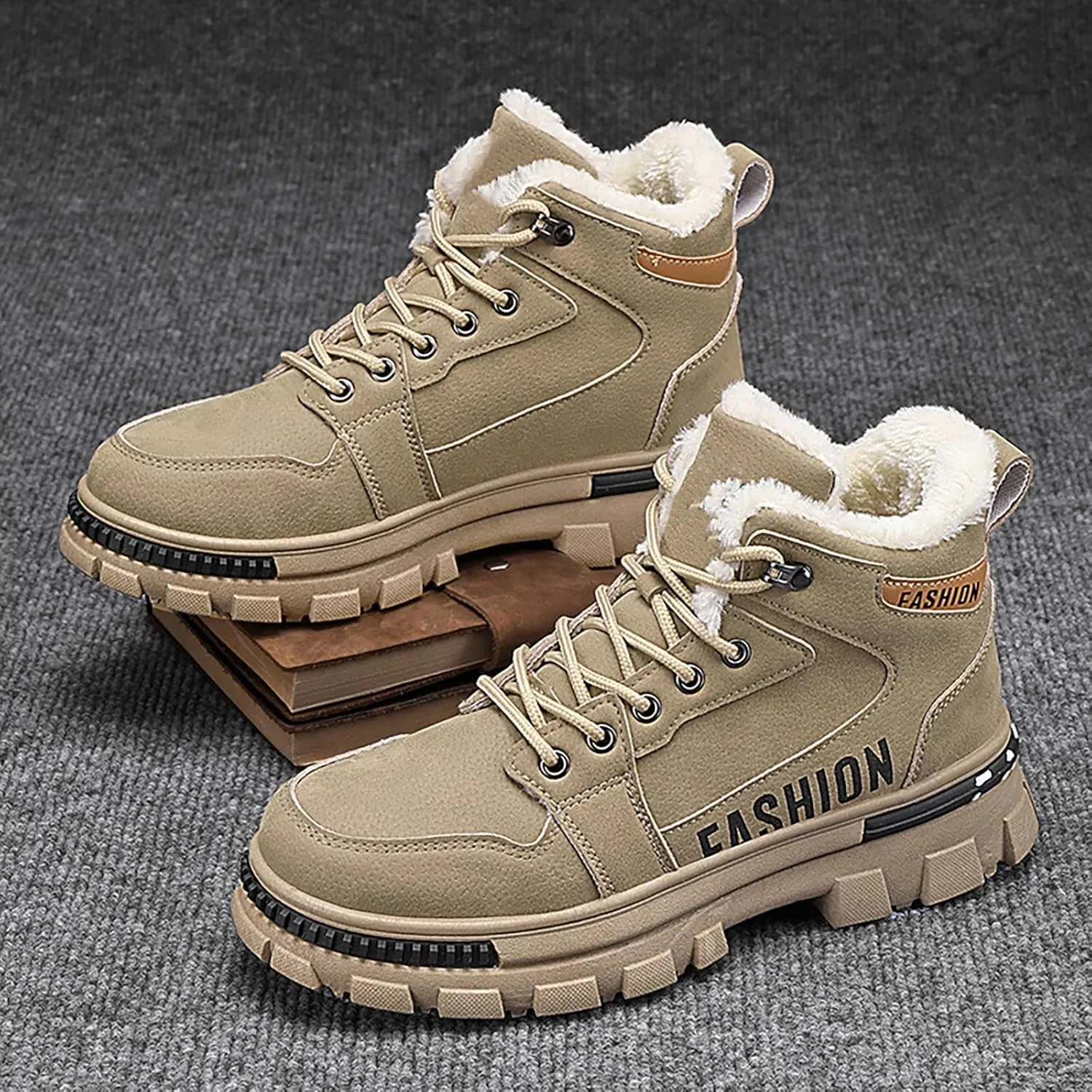 Mens Lightweight Hiking Shoes Shoes Cotton Short Shoes Snow Boots Non-Slip Plush Lined Winter Walking Shoes