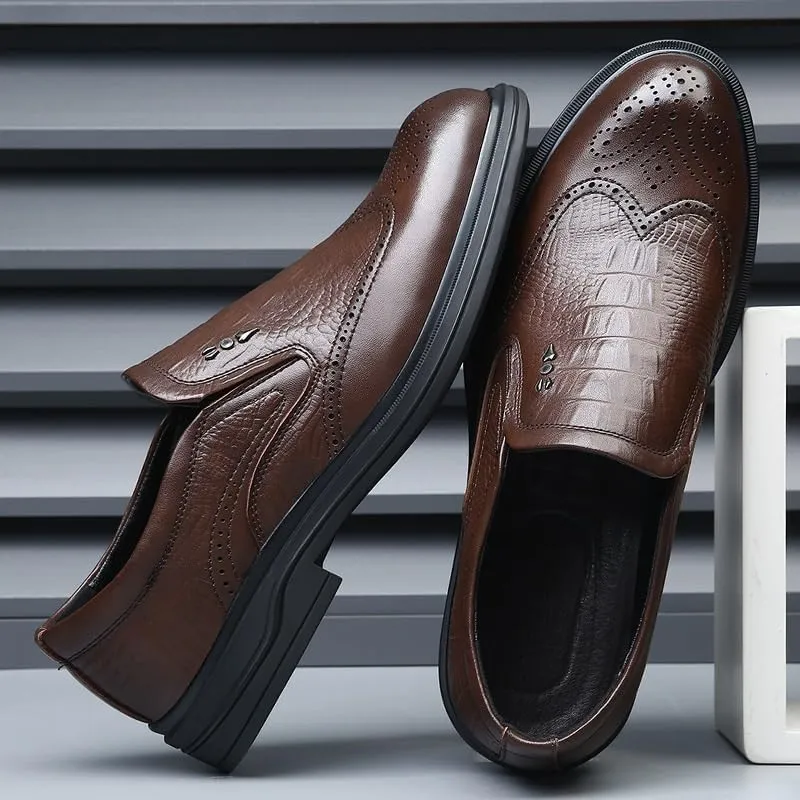 Men's Platform Wingtip Brogue Oxfords Business Walking Work Sneakers Comfortable Lightweight Orthopedic Shoes