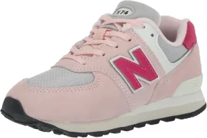 New Balance Kids 574 V1 70s Racing Lace-up Sneaker, CRYSTAL PINK/CARNIVAL PINK, 3 M Little Kid (4-8 Years)