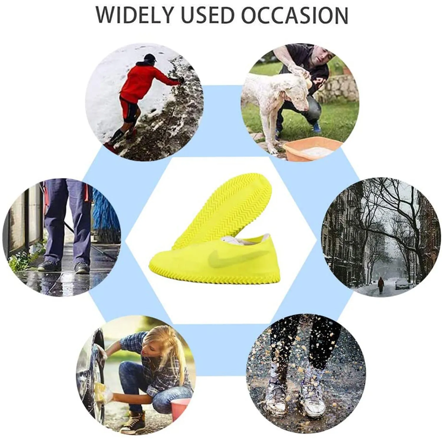NON-SLIP SILICONE RAIN REUSABLE ANTI SKID WATERPROOF FORDABLE BOOT SHOE COVER (MEDIUM/ Mix Color)