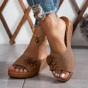 Orthopedic Platform Wedge Sandals for Women Summer Dressy 2025,Flowers Sandal Arch Support Fish Mouth Open Toe Slippers Wedges Platform Shoes