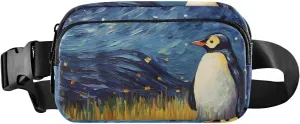 Painting Penguin Fanny Pack Waist Pack Water Resistant Extendable Buckle Strap Crossbody Purse Travel Pouch for Running Hiking Training 85.31.6 inches