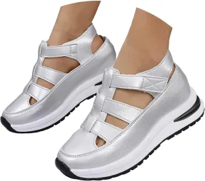Platform Wedges Sandals for Women Summer,Women Closed Toe Comfortable Walking Sports Sandals Hollow Ankle Strap Wedges Design for Beach Hiking Shoes Casual Wear 2025