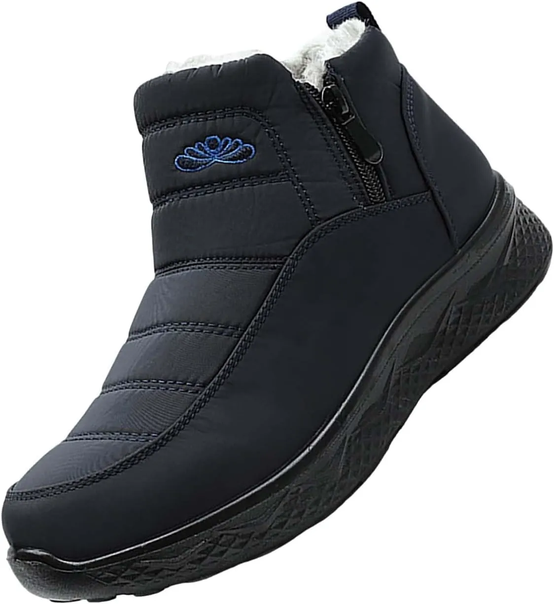 Plush Lined Winter Boots for Women Non Slip Ankle Boots for Women Low Heel Snow Boots Hiking Boots