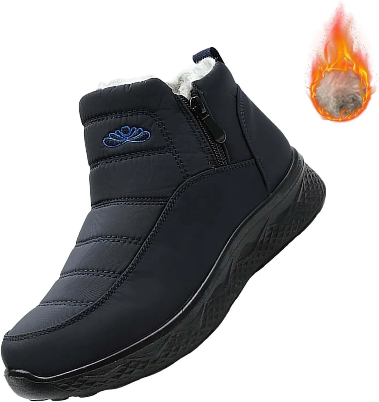 Plush Lined Winter Boots for Women Non Slip Ankle Boots for Women Low Heel Snow Boots Hiking Boots