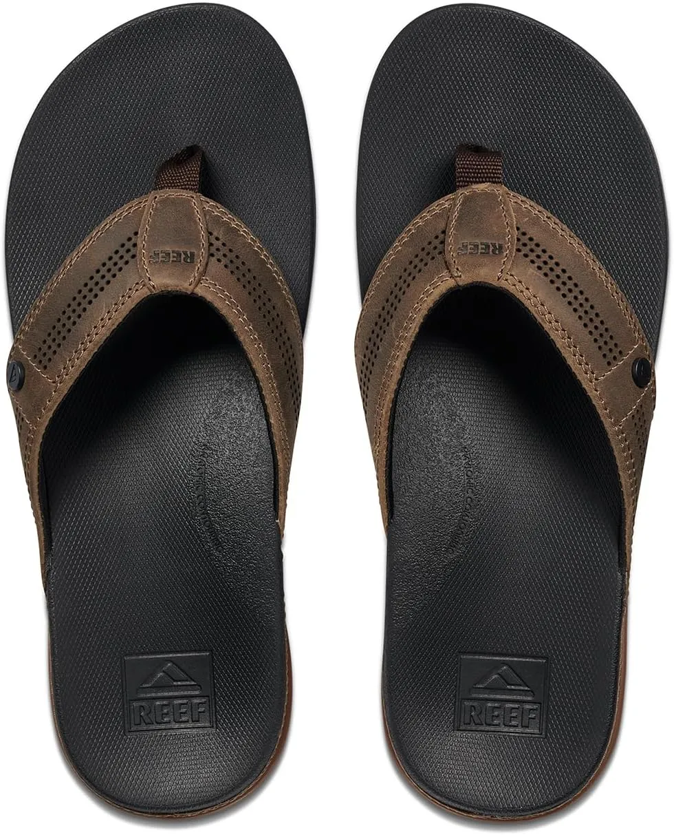 REEF Cushion Lux Men's Flip Flop, Ultra Soft Cushion Footbed, Full Grain Leather Strap