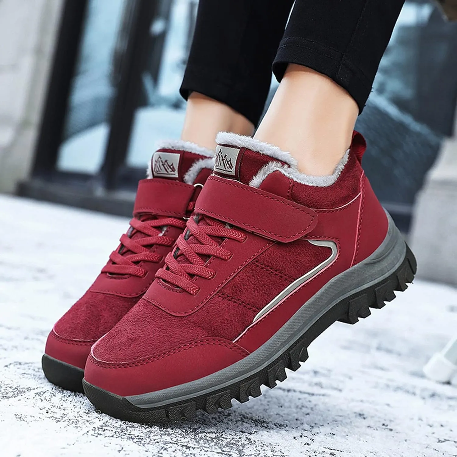SBGMoSJ Winter Waterproof Boots for Woman Womens Boots Winter Slip on Winter Boots Womens Heel Womens Tennis Shoes for Snow Walking Botas Contra El Agua Para Mujer Con Tela Adentro