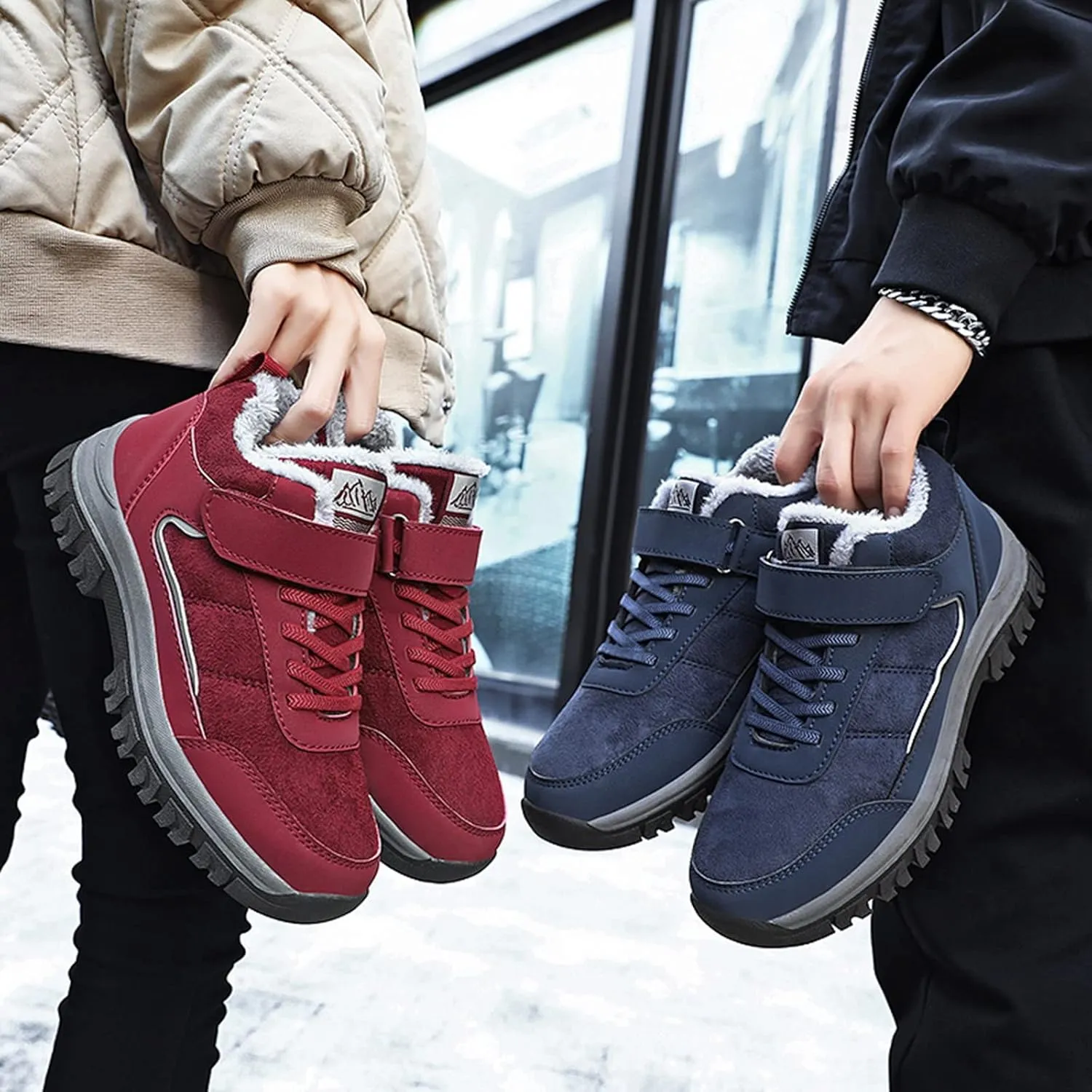 SBGMoSJ Winter Waterproof Boots for Woman Womens Boots Winter Slip on Winter Boots Womens Heel Womens Tennis Shoes for Snow Walking Botas Contra El Agua Para Mujer Con Tela Adentro