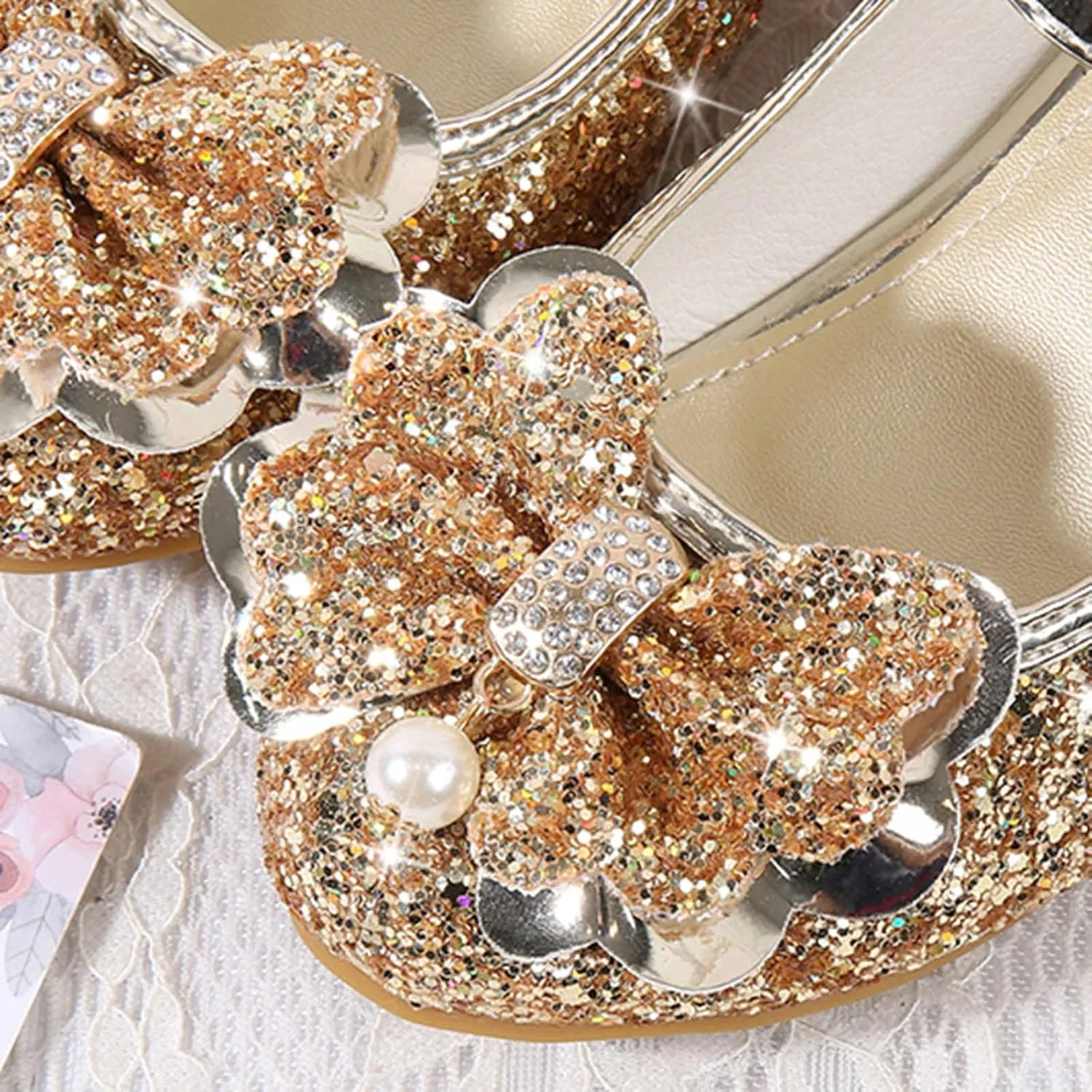Shoes for Girls,Toddler Girl Glitter Sequins Princess Shoes Low Heels Party Dress Dance Shoes Sandals Shoes 4-8 Years
