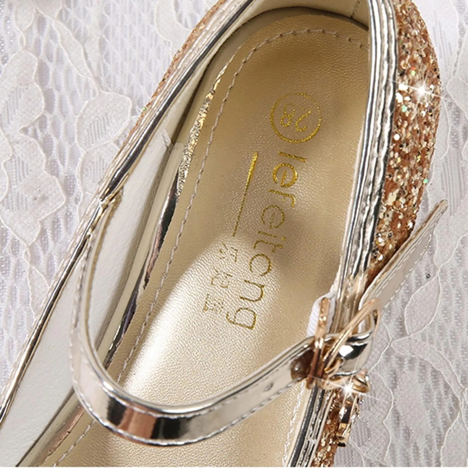 Shoes for Girls,Toddler Girl Glitter Sequins Princess Shoes Low Heels Party Dress Dance Shoes Sandals Shoes 4-8 Years
