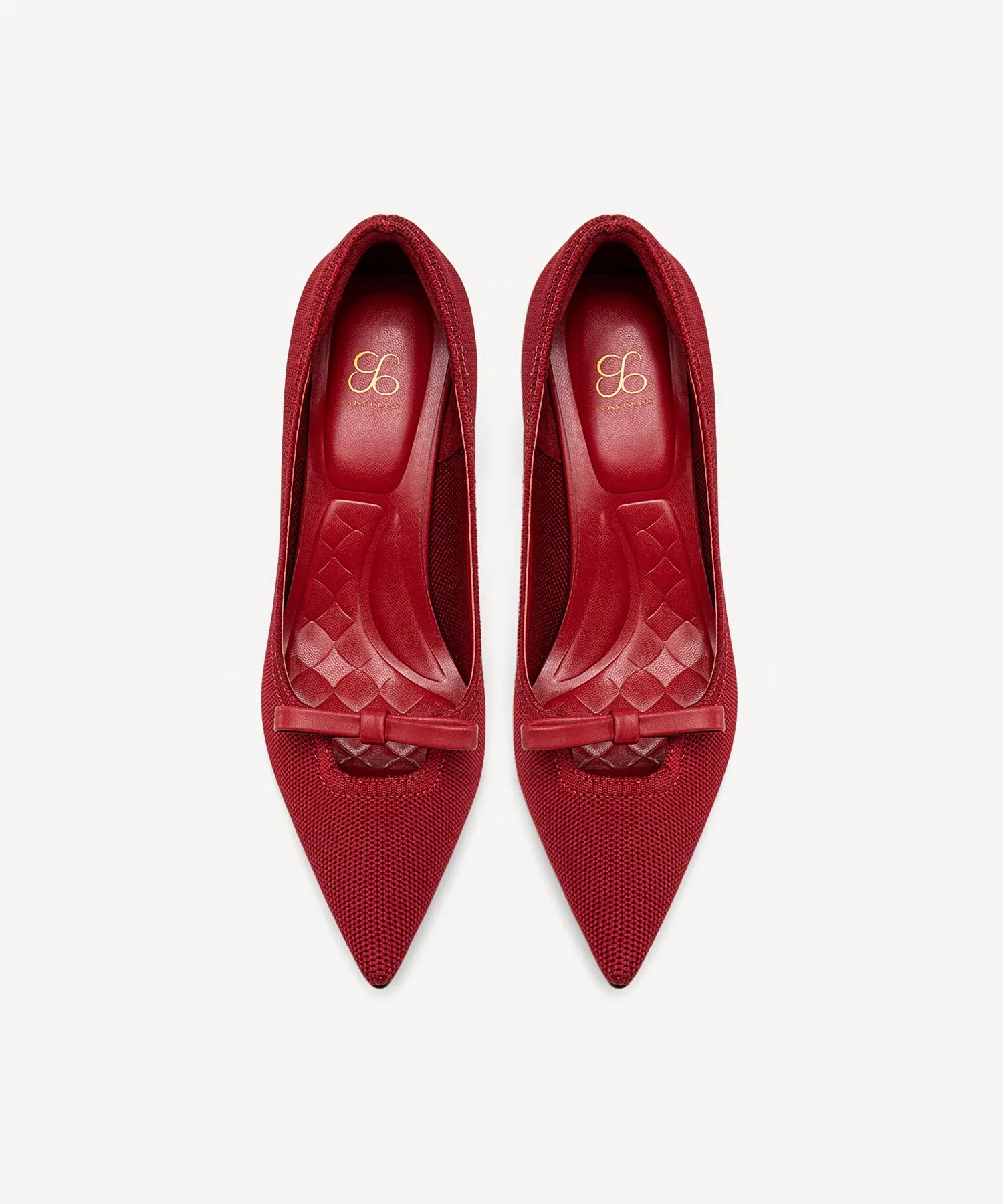 Slip On Bow Pointed Toe Heeled Pumps