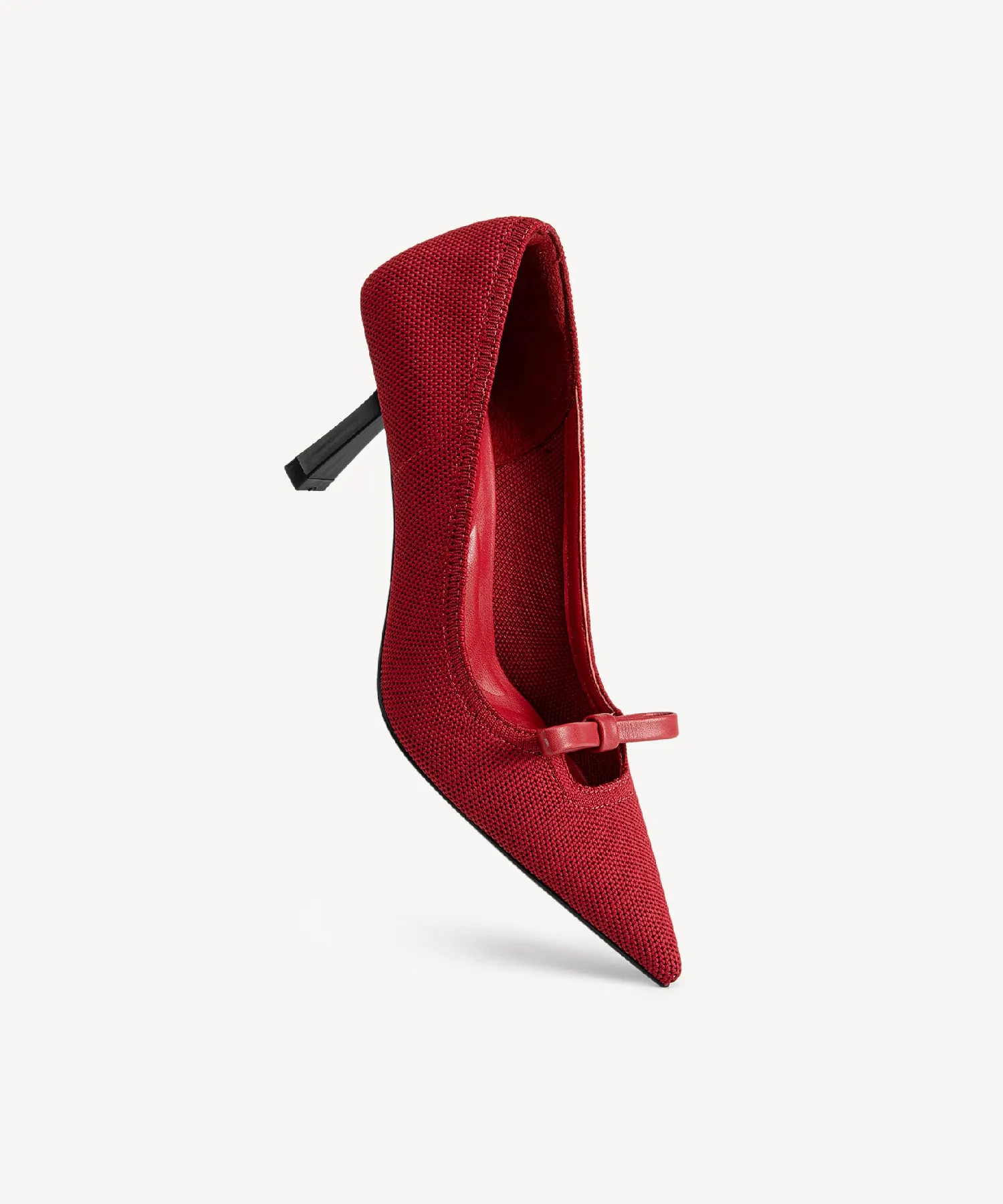 Slip On Bow Pointed Toe Heeled Pumps