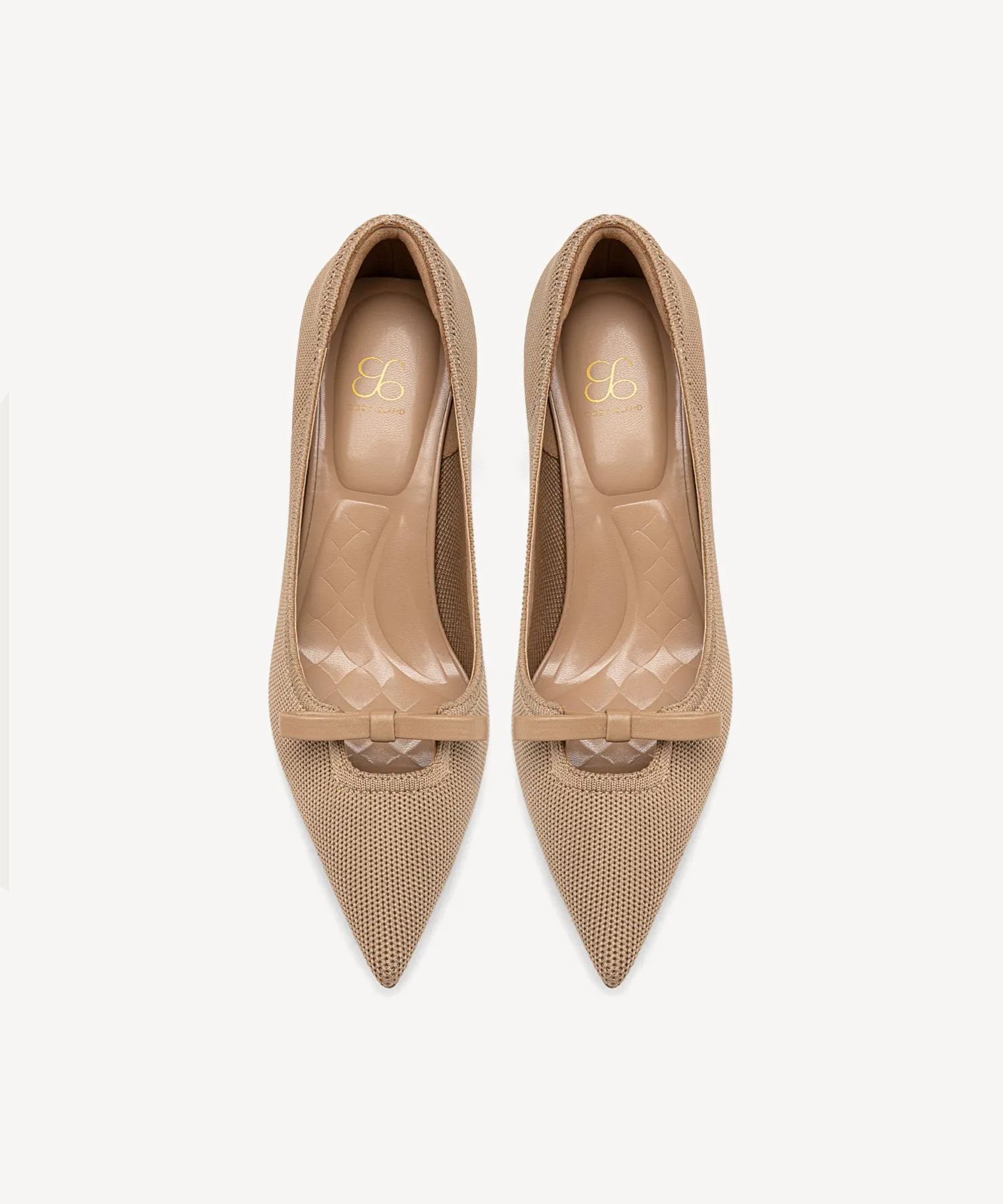 Slip On Bow Pointed Toe Heeled Pumps