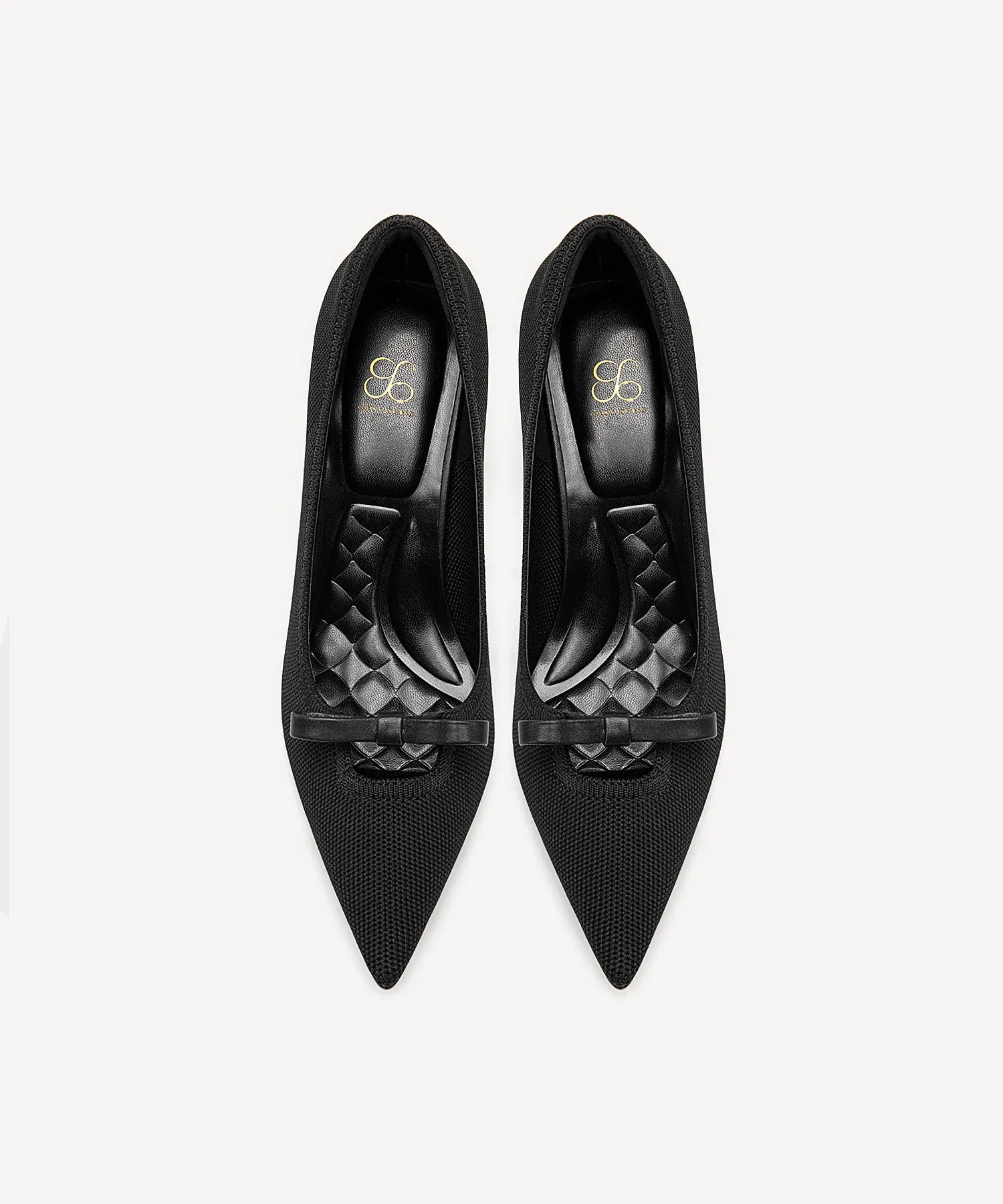 Slip On Bow Pointed Toe Heeled Pumps