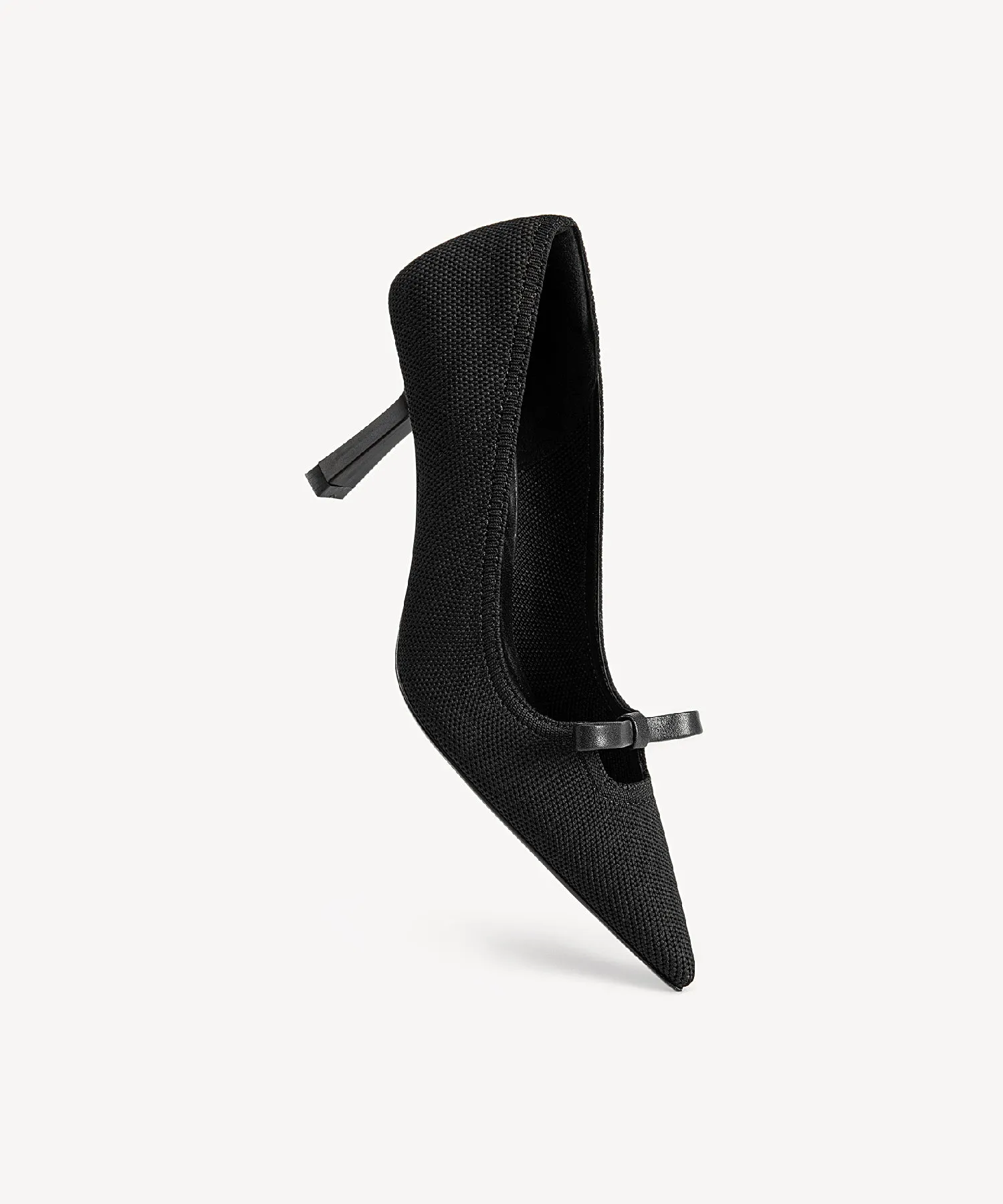 Slip On Bow Pointed Toe Heeled Pumps
