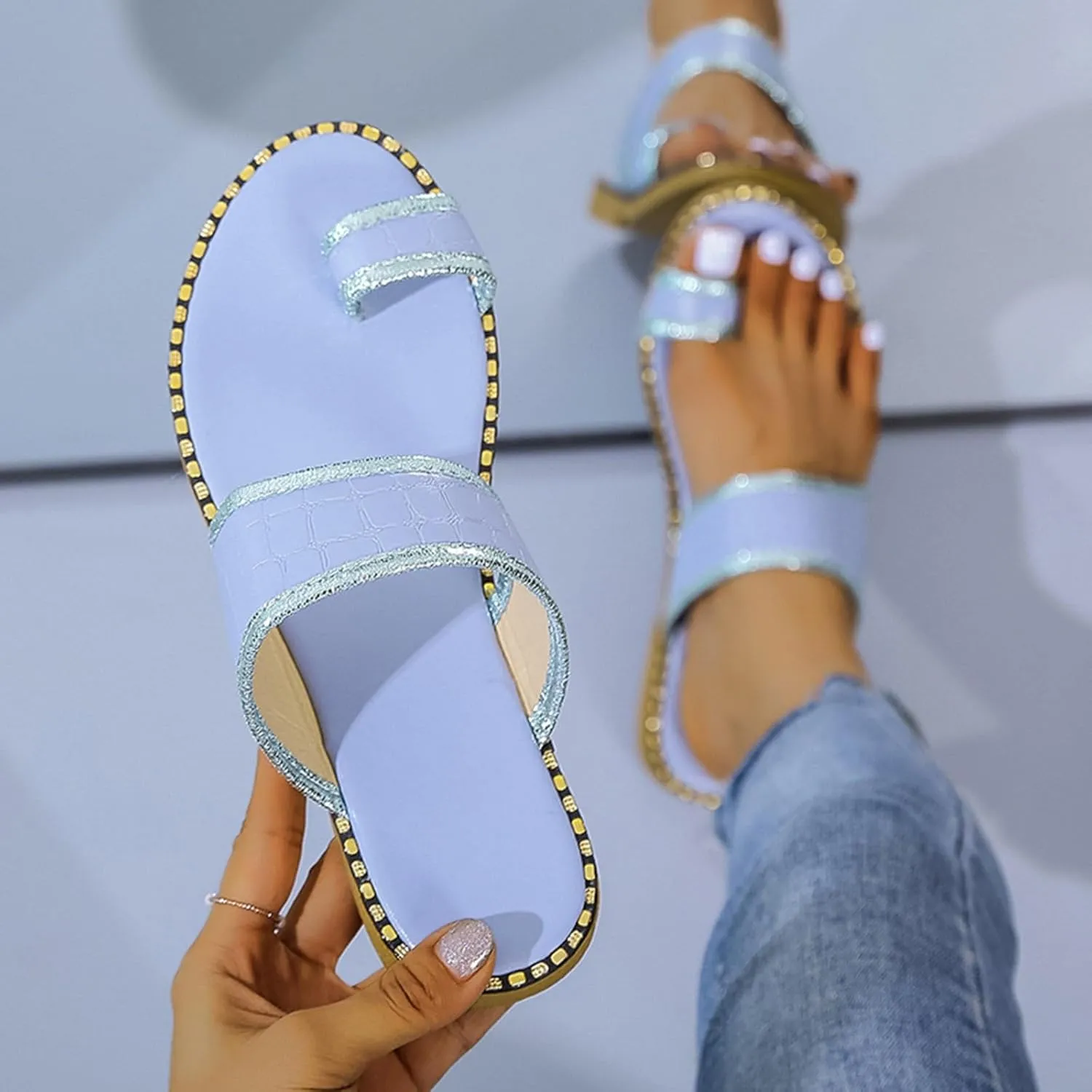 Slippers for Women Travel Slip on Flat Sandals Bohemia Slide Flip Flop Sandals Casual Summer Beach Slippers