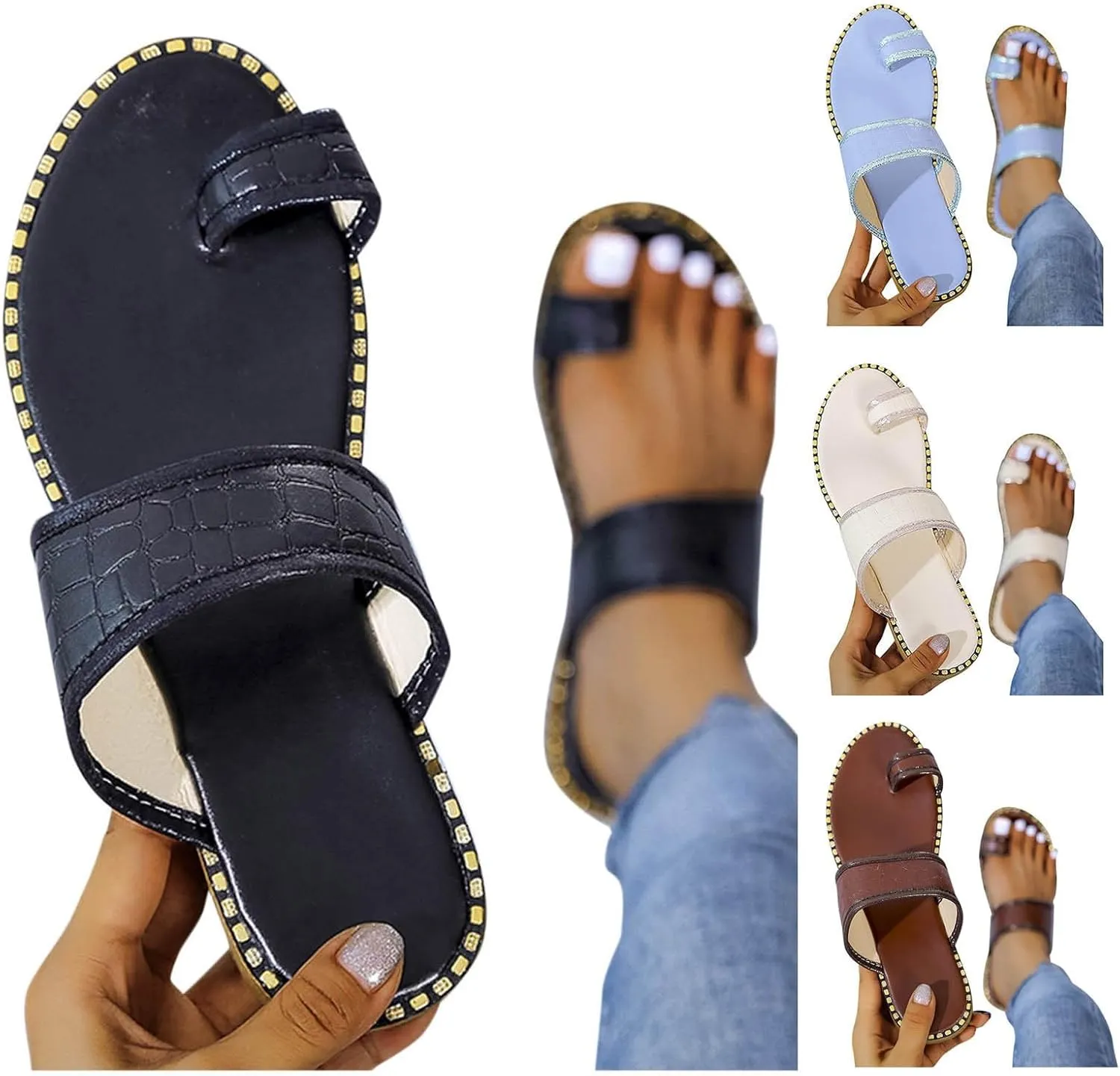 Slippers for Women Travel Slip on Flat Sandals Bohemia Slide Flip Flop Sandals Casual Summer Beach Slippers