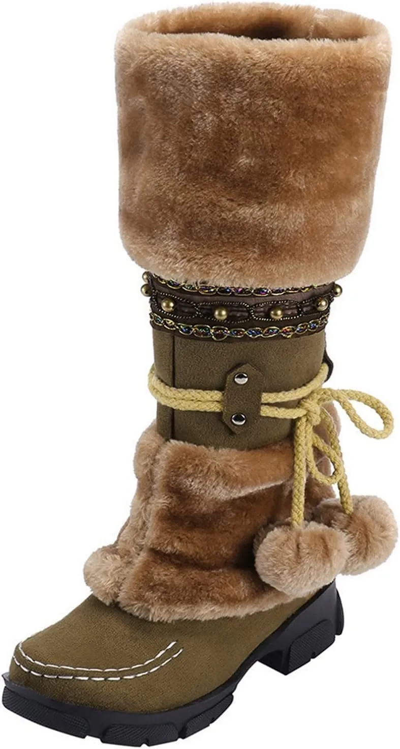 Snow Boots for Women Waterproof Womens Snow Boots Ankle Fur Boots for Women Winter Black Womens Hiking Boots Waterproof Botas De Trabajo Para El Frio Extremo Y Agua De Mujer