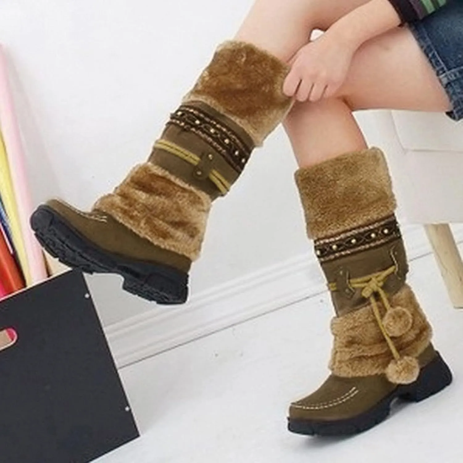 Snow Boots for Women Waterproof Womens Snow Boots Ankle Fur Boots for Women Winter Black Womens Hiking Boots Waterproof Botas De Trabajo Para El Frio Extremo Y Agua De Mujer