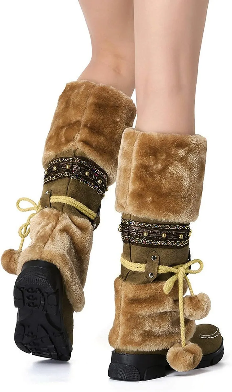 Snow Boots for Women Waterproof Womens Snow Boots Ankle Fur Boots for Women Winter Black Womens Hiking Boots Waterproof Botas De Trabajo Para El Frio Extremo Y Agua De Mujer