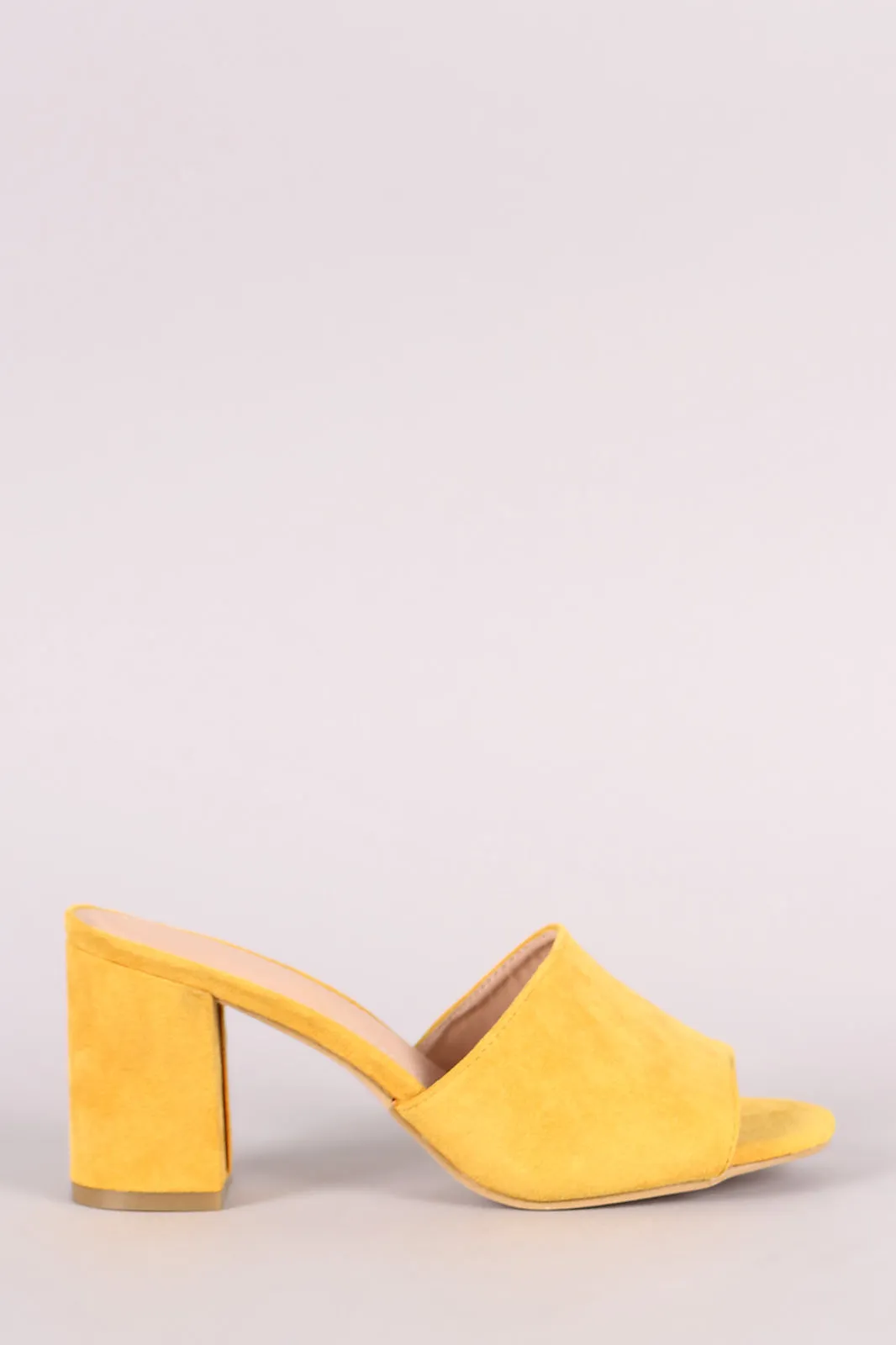Suede Open Toe Chunky Heeled Mules