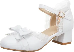 Summer Toddler Girls Dress Bow Tie Shoes Pumps Low Heels Flower Party Wedding High School Prom Toddler Sandals